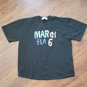 Maison Margiela Mens Black Graphic T-Shirt with Colorful Letters Size XL